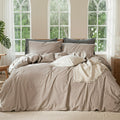100% Linen Duvet Cover, Soft 3pcs Bedding Set with Zipper Closure, Natural Texture, Breathable for Hot
