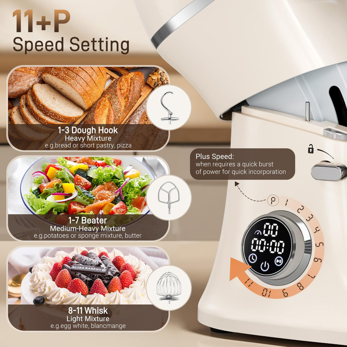 7 Quart Stand Mixer Aluminum Die Casting, 650W 12 Speed Tilt-Head Kitchen Electric Stand Mixer, Household Food Mixer
