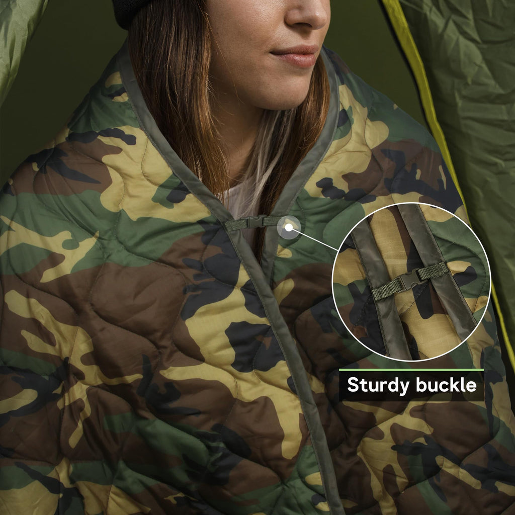 Woobie Blanket, Military Poncho Liner Camo Insulated Camping Woobie Blanket for Outdoor Hiking Survival Hunting