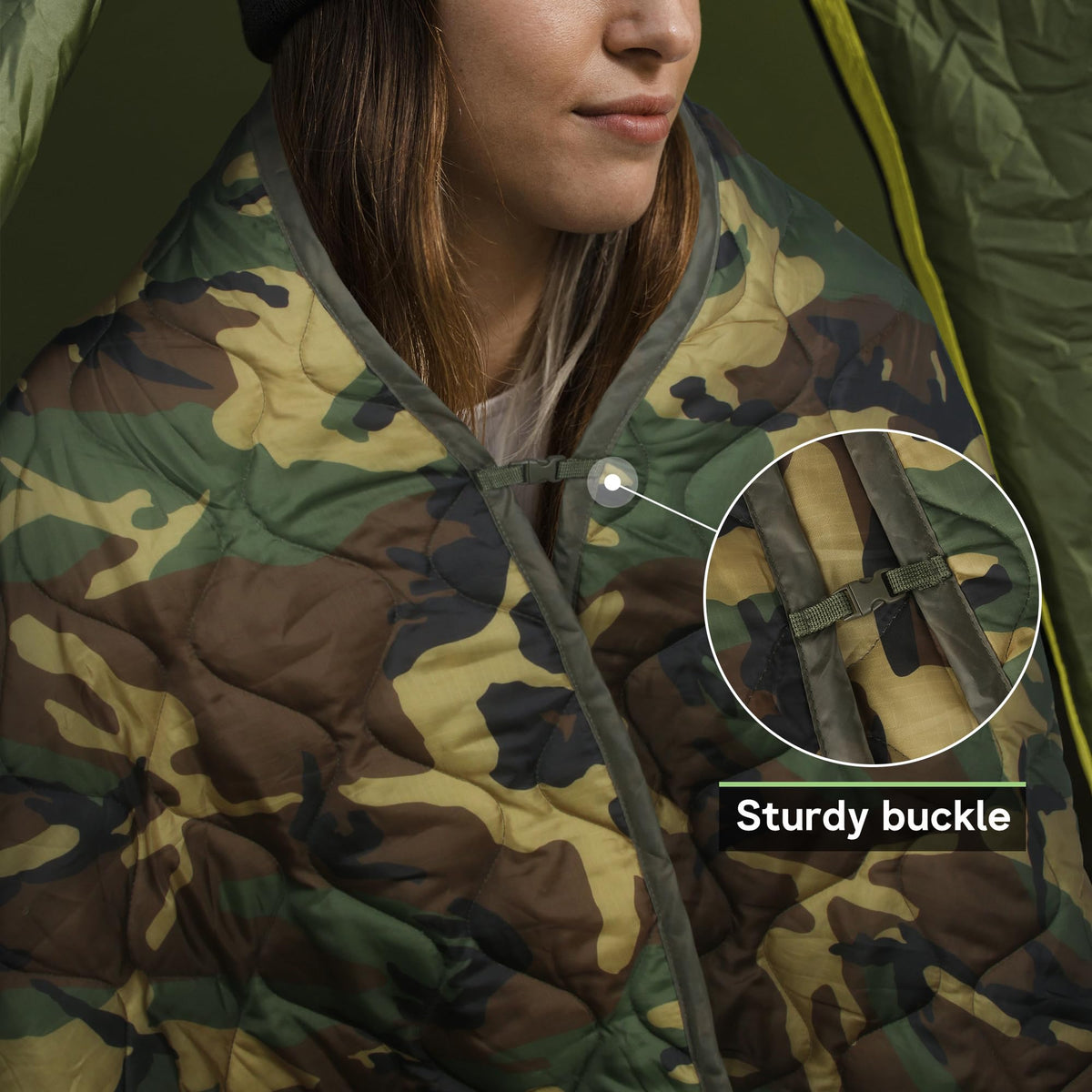Woobie Blanket, Military Poncho Liner Camo Insulated Camping Woobie Blanket for Outdoor Hiking Survival Hunting
