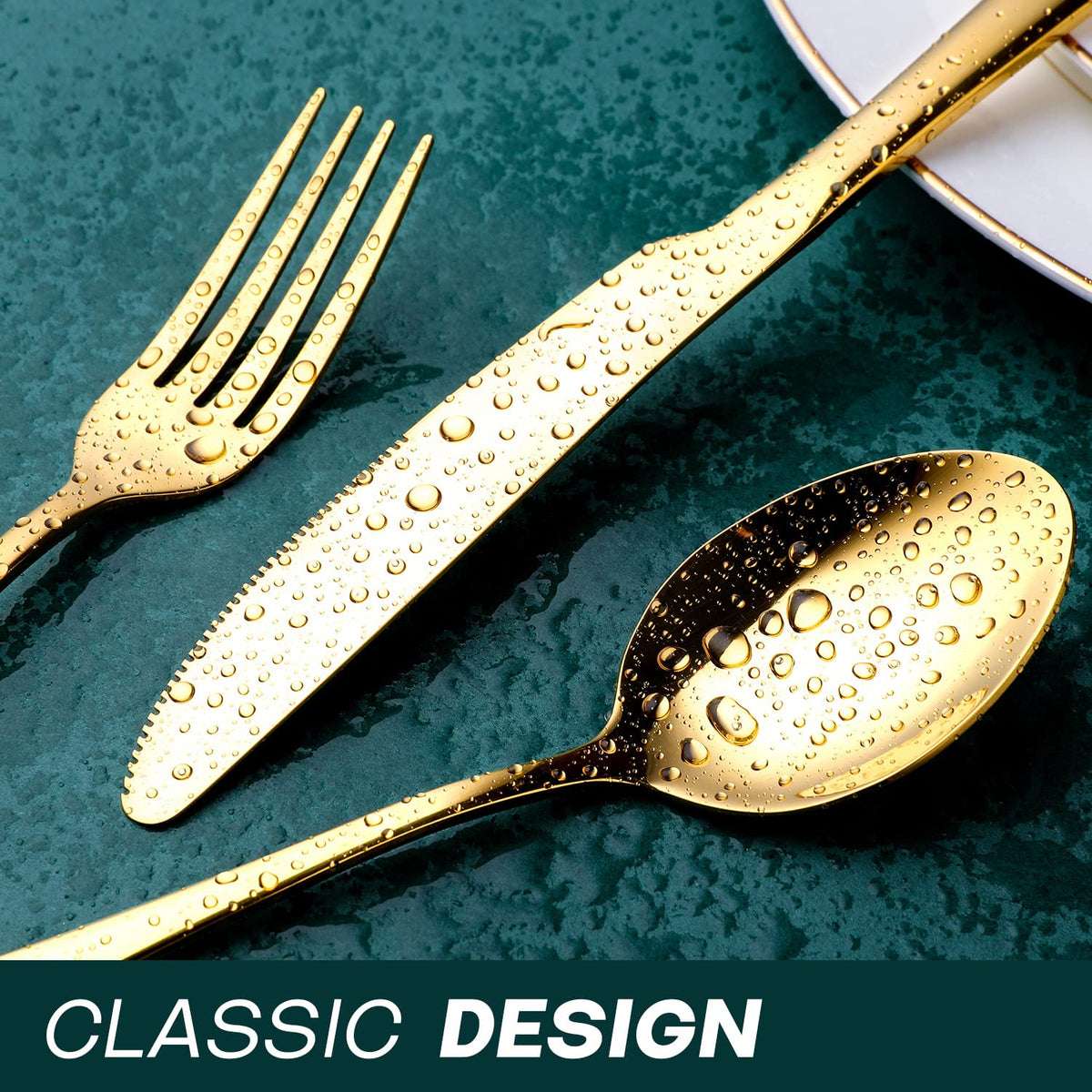 Gold Silverware Set, 24-Piece Food Grade Stainless Steel Gold Flatware Set, Kitchen Utensil Set Service for 6, Mirror