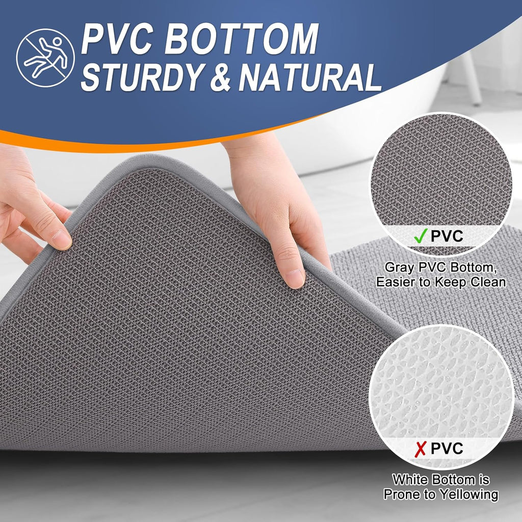 Thick Memory Foam Bathroom Rugs 36x24, Soft Absorbent Bath Mat, Grey | Quick Dry Bath Rugs, Non-Slip Carpet, Machine