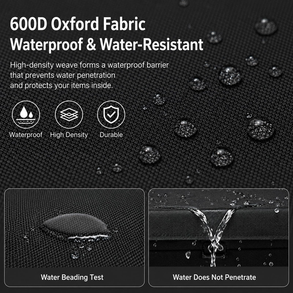 Fire Pit Cover Square 32", 600D Oxford, Waterproof, Black