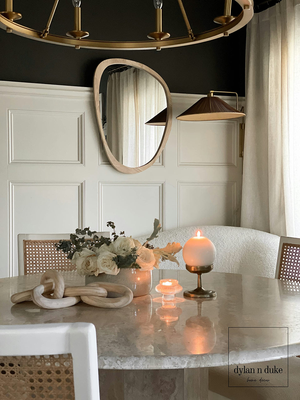 Irregular Wood Frame Boho Mirror - Large Wall Mounted Accent, Asymmetrical, Modern Aesthetic Wall Decor (Natural)