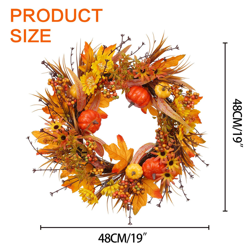 19In Fall Wreaths Front Door Decor Autumn Thanksgiving