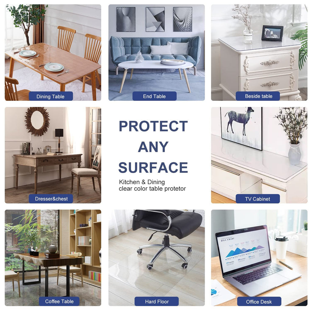 Clear Plastic Protector Wood Furniture Table Topper Protective Cover Dining Living Room Countertop Thick PVC