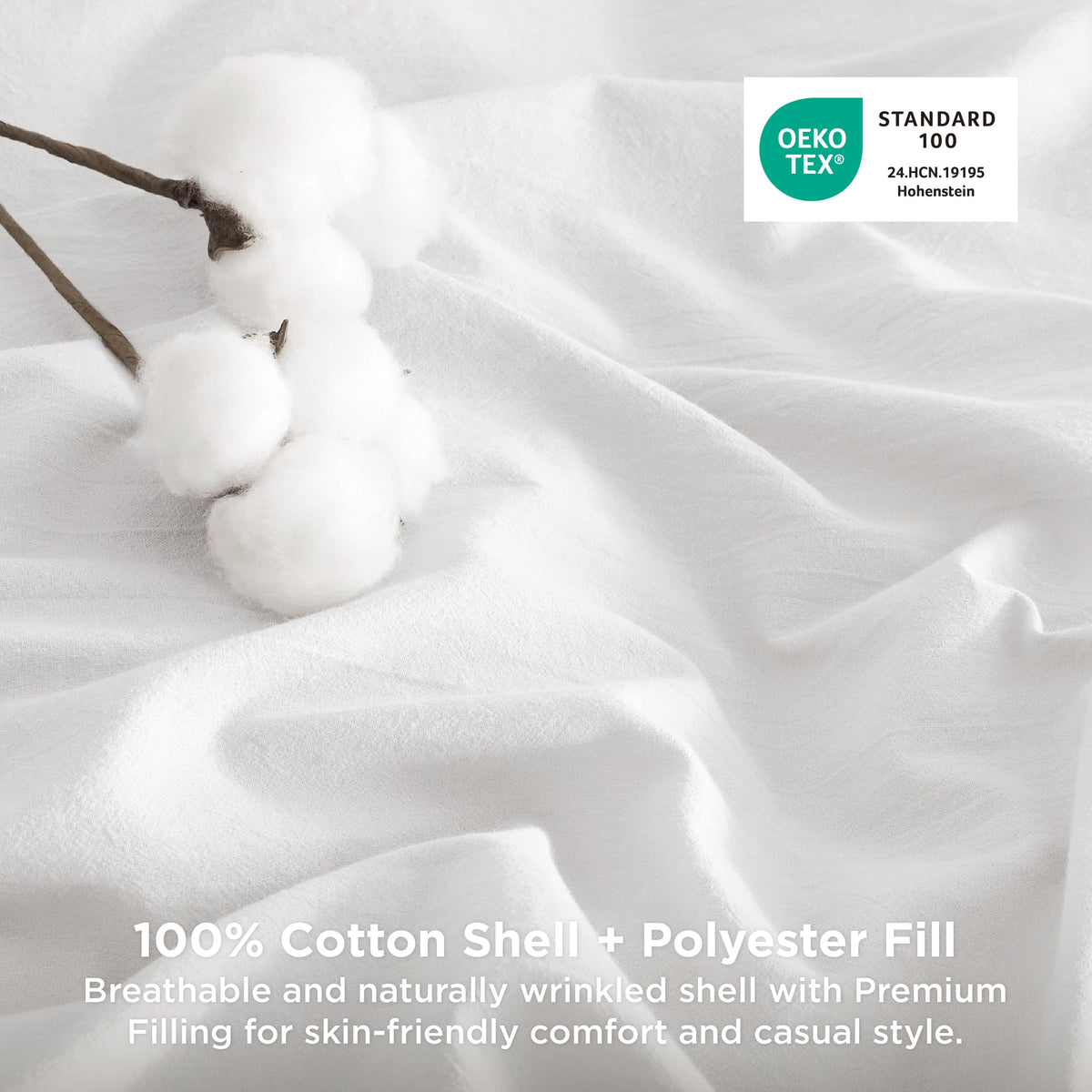 PureWoven Cotton Comforter Set Prewashed, White