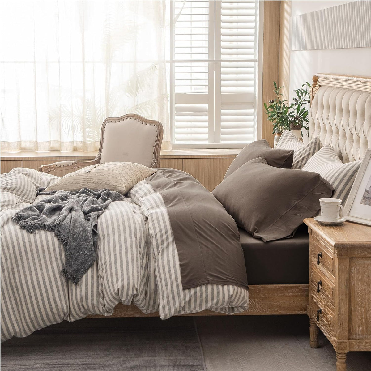 Jersey Knit Sheet Set Solid Brown King