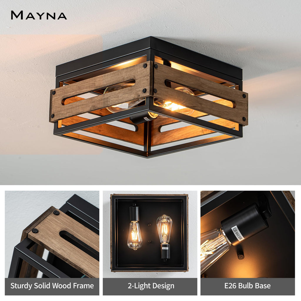 11.8in Farmhouse Rustic Flush Mount Ceiling Light