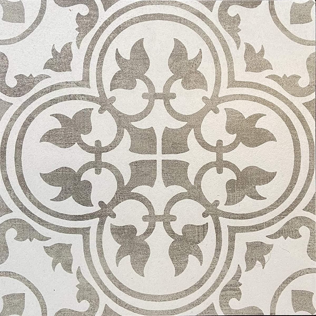 Flora Gray White 12x12 Encaustic Ceramic Tile for Floor and Wall (10 Piece 10 Sf Pack)