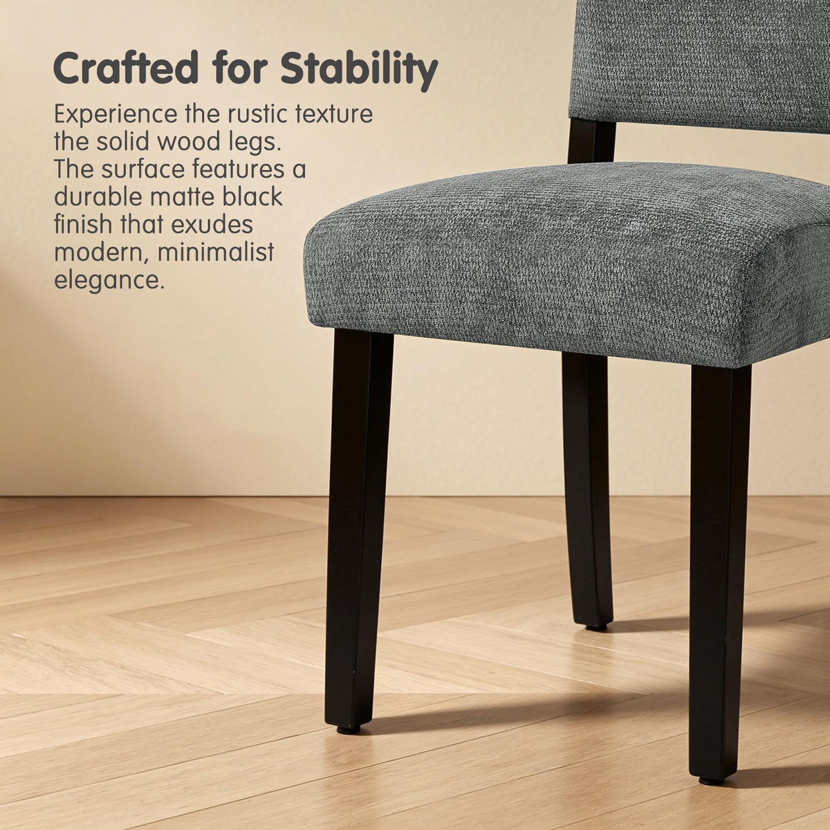 Set of 2, Upholstered Dining Room Chairs, Modern Farmhouse Parsons Chairs with Solid Wood Legs & Fabric Padded Seat