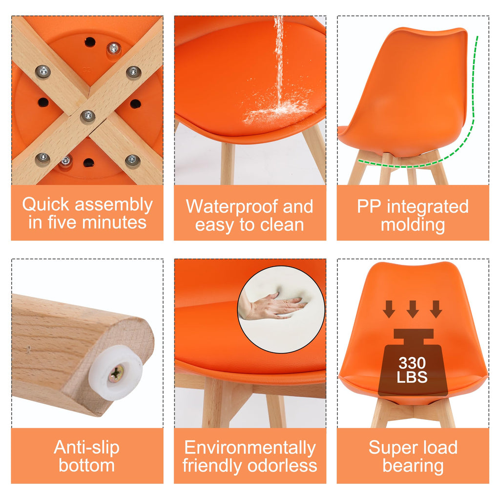 Inspired Eames Style Mid Century Modern Shell Dining Chairs (Orange, Set of 4)