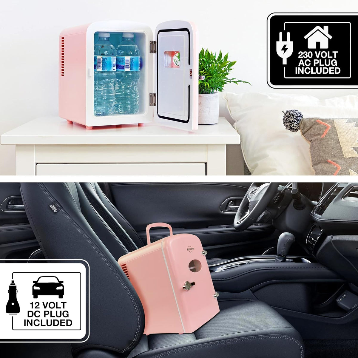 Mini Fridge - 6 Can Refrigerator for Bedroom Office, Portable Table Top Beverage Cooler, 12V 110V Refrigerador For