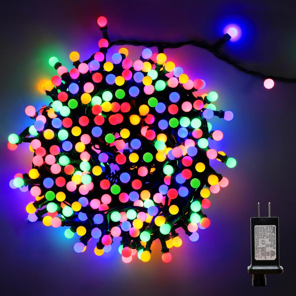 String Lights Multicolor, 49ft 306 LED 9mm Frosted Globe String Lights, 11 Modes Christmas Globe Lights, Xmas Tree