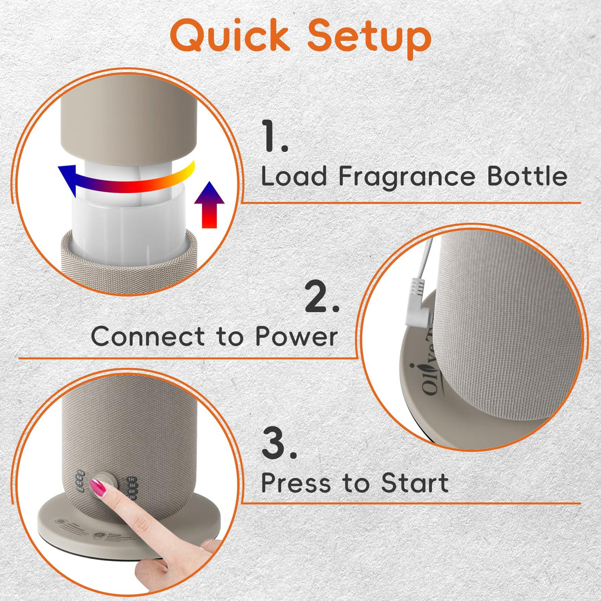 Waterless Diffuser with Fabric-Wrapped Design, Cold Air Scent Diffusers Collection Diffuser, Adjustable Intensity