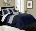 Loft 8-Piece Striped Comforter Set, Navy/Gray/Blue