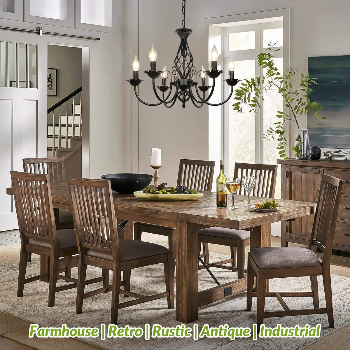 6-Light Farmhouse Candle Chandelier