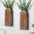 Wooden Wall Planter Vase Set of 2, Boho Hanging Planter for Indoor Plants & Flowers, Natural Wood Wall-Mounted