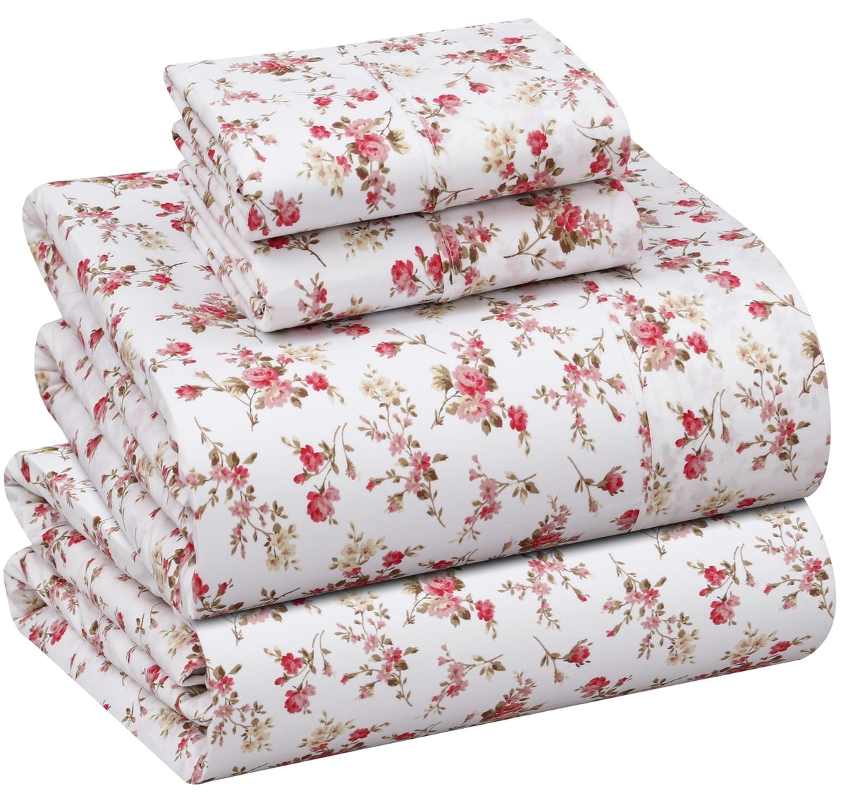 100% Cotton Percale King Sheets, King Size Sheets Set, Bouquet