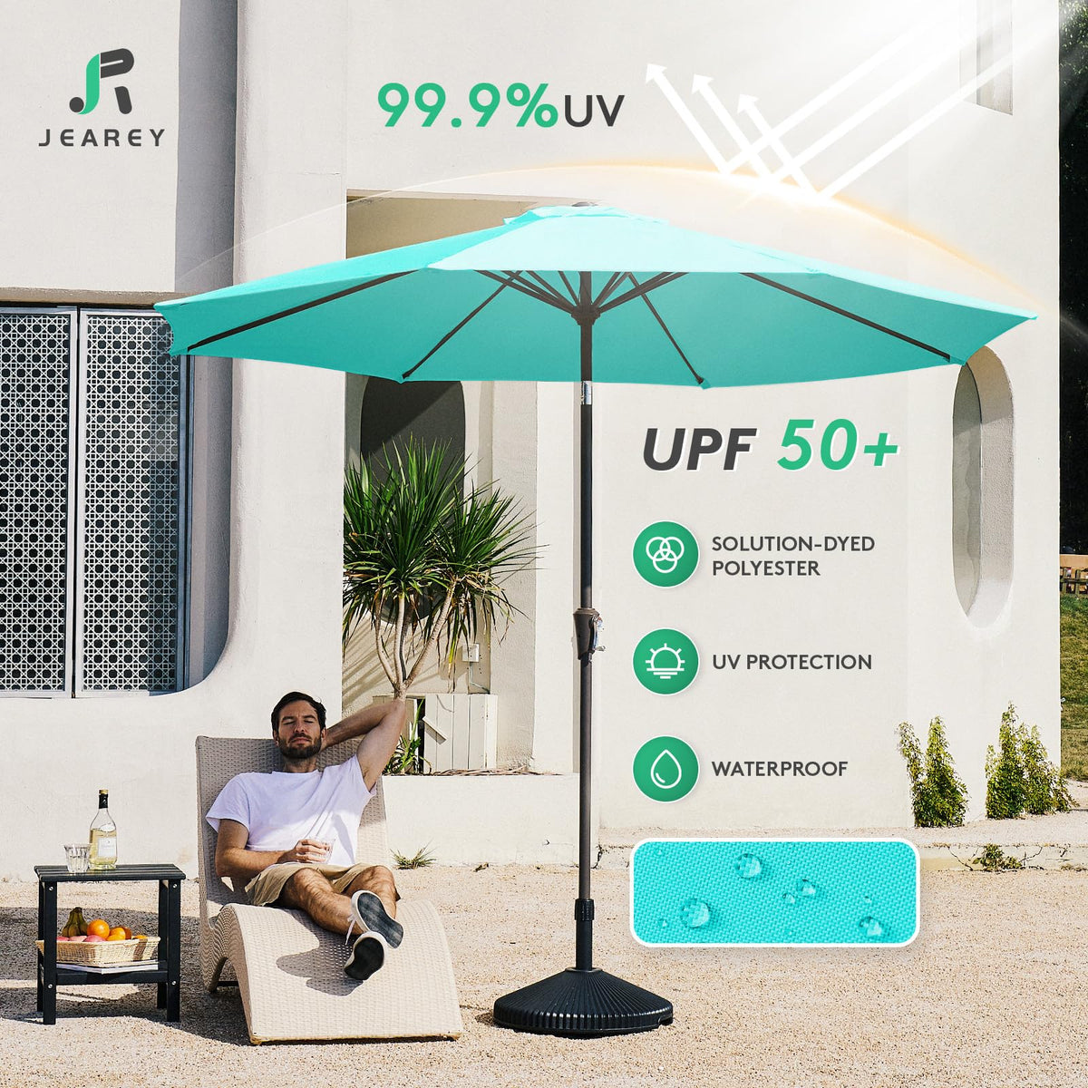 10FT Outdoor Patio Umbrella, Market Umbrella, Turquoise