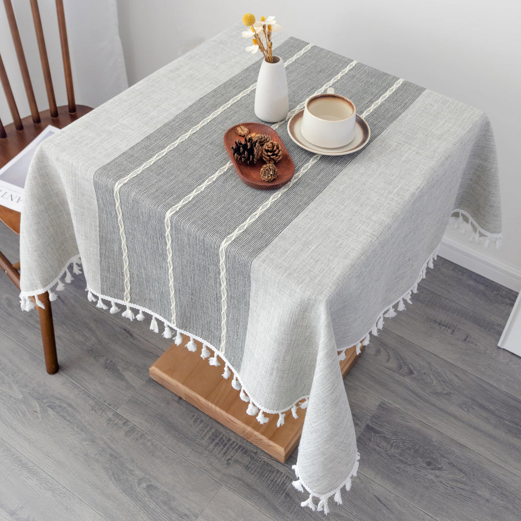 Waterproof Cotton Linen Washable Square Tablecloth 52 x 52 Inch Grey