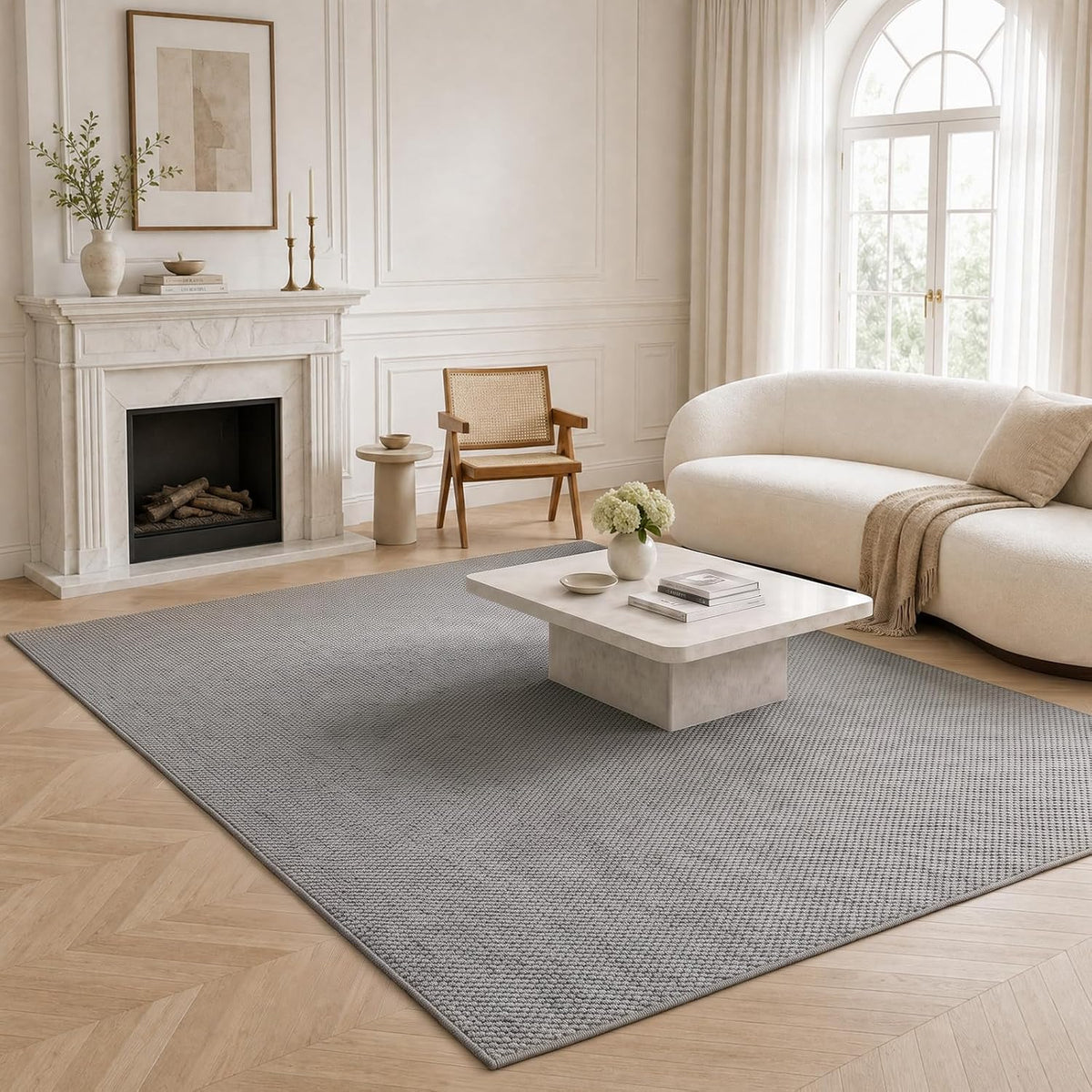 Washable Easy Jute Rug, Non Slip, Indoor Outdoor Natural Color Fiber Area Rugs, Boho Woven Design Easy-Cleaning