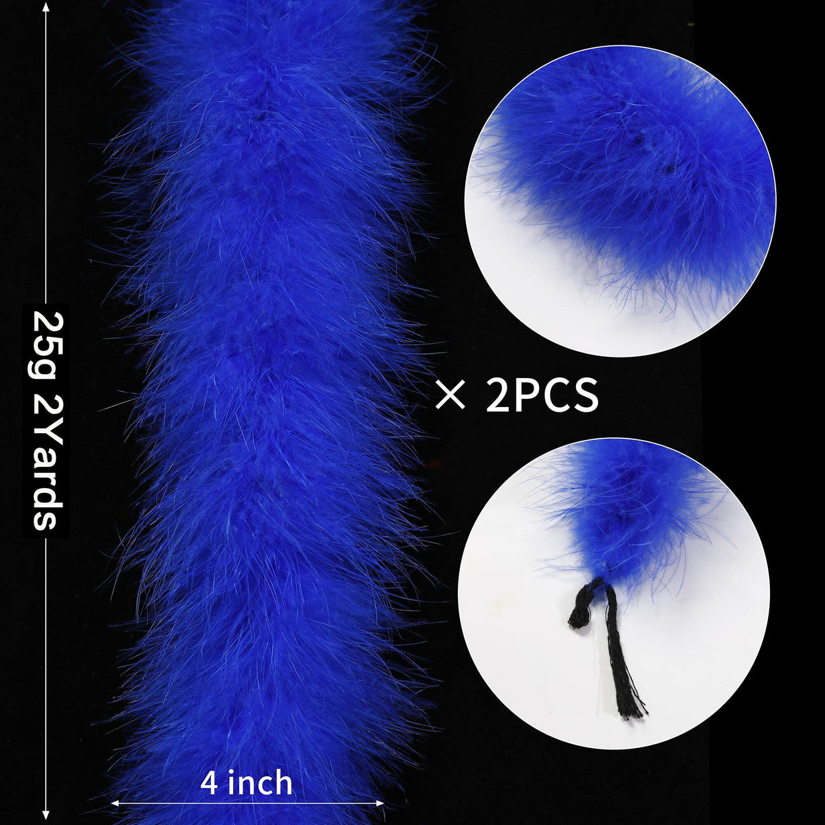 Blue Marabou Feather Boas for DIY Crafts, 2 Pcs 22g 2 Yards