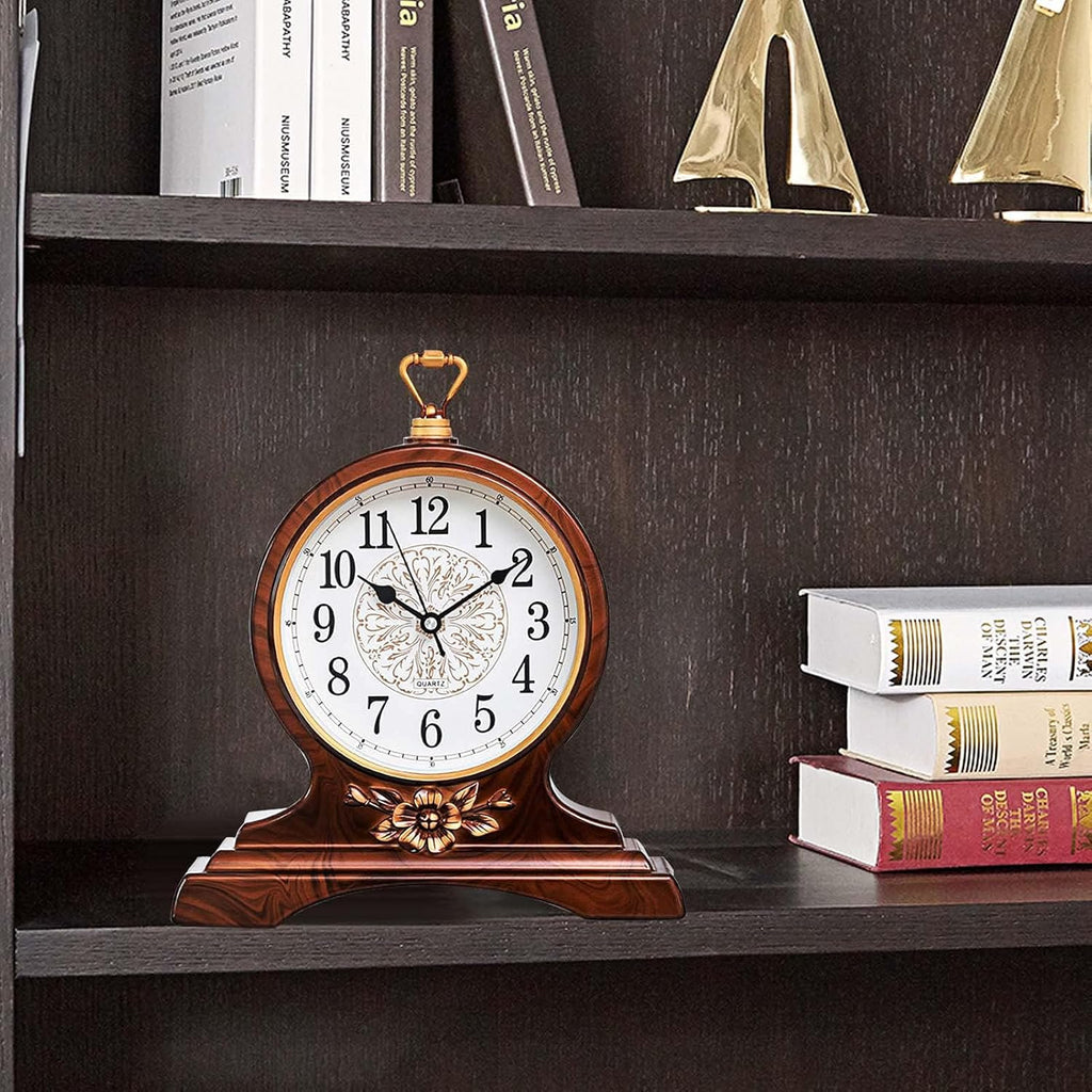 Desk Clock for Table Decor, Retro Mantel Clock Battery Operated for Fireplace Mantel, Living Room, Bedroom