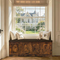 Shoe Storage Bench with Cushion, Door, Rustic Brown 47.2"LX17.7"H