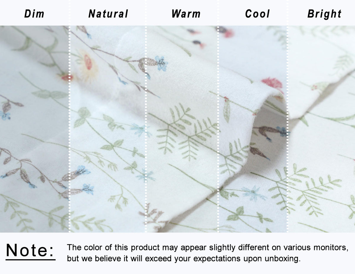 100% Organic Cotton Flannel Sheets Bed Set, Linen Blooms