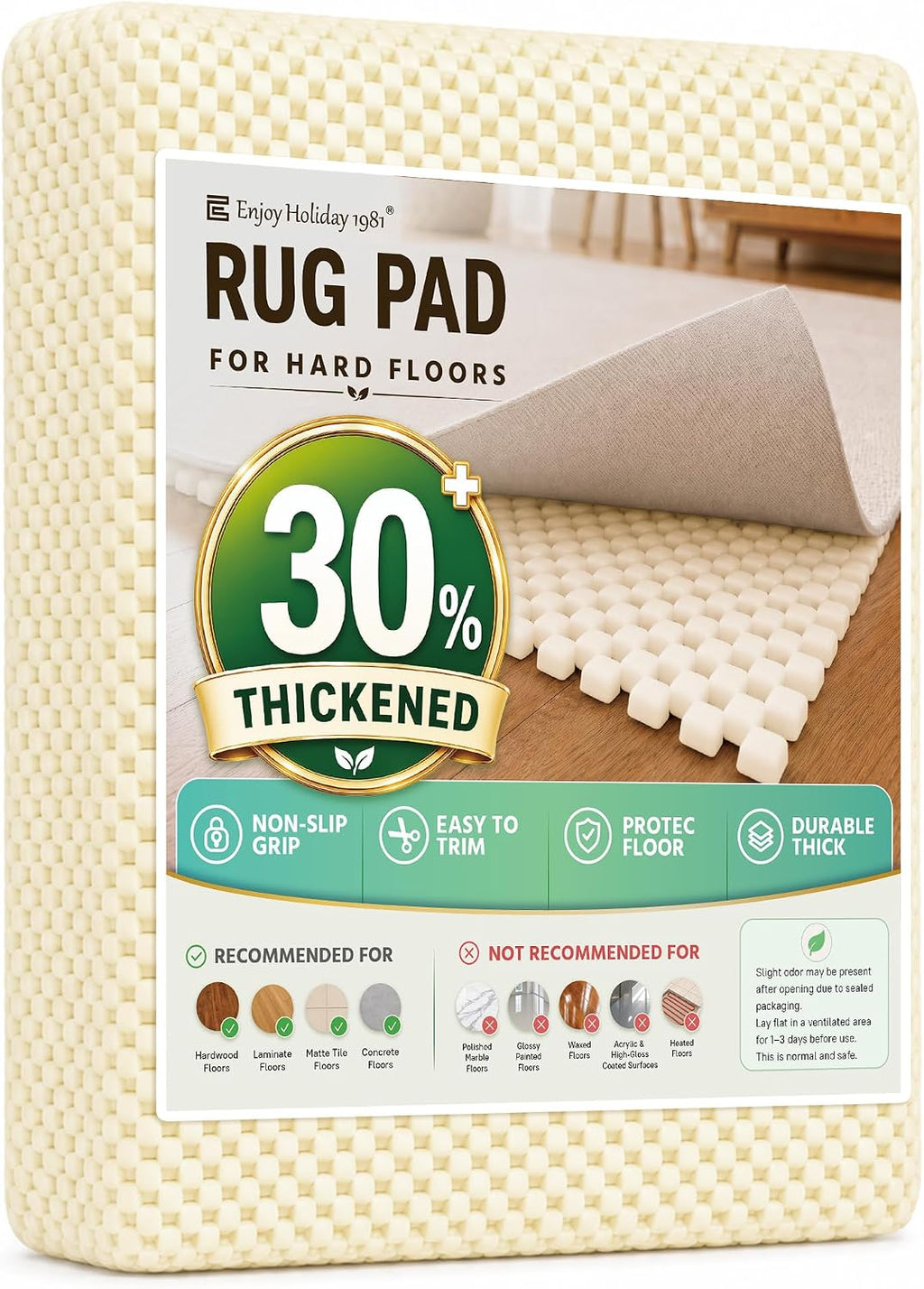 8x10 Non Slip Rug Pad Grip Mat Under Bedroom Living Room Large Area Rug Outdoor Play Carpet Anti Skid Thick Rubber