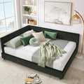Queen Size Daybed L-Shaped, Modern Velvet Upholstered Sofa Day Bed Frame with Wood Slats Bedroom Guest Room, No Box