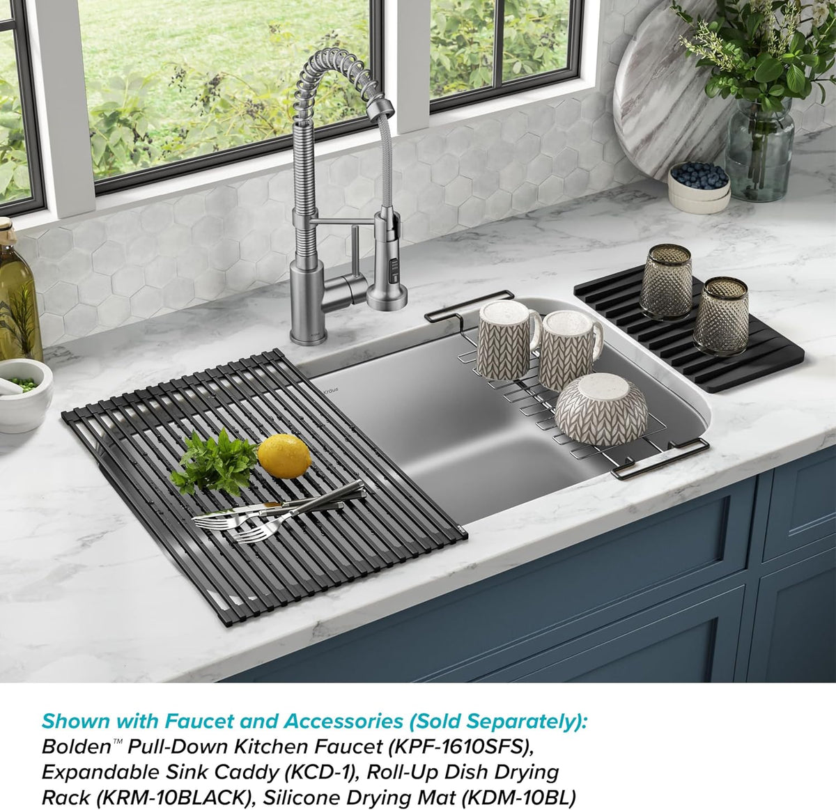 Stainless Steel 32 in 18 Gauge Undermount Kitchen Sink KBU44 | 18-gauge T304 stainless steel, rear-set drain, rounded