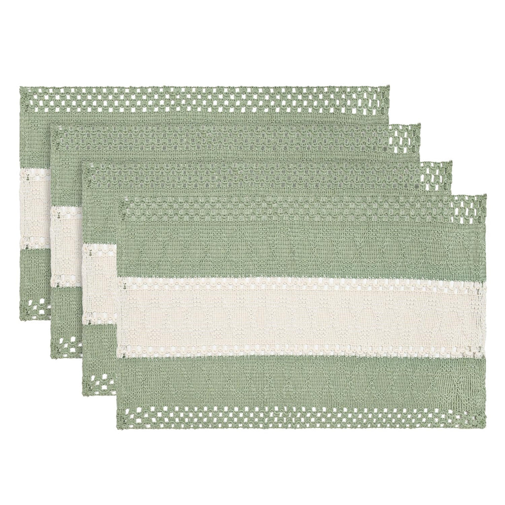 Light Green Rustic Farmhouse Placemats Set of 4-12x18 Inch