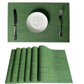 Placemats Set of 6 for Dining Table, 17.7" x 11.8", Hunter Green