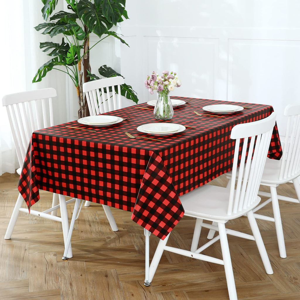 Gingham Vinyl Tablecloth, Rectangle 52 x 70, Black and Red