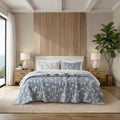 Botanical Cotton Jacquard Quilt Set, Reversible Textured Floral Bedding, 480GSM All Season Bedspread Coverlet