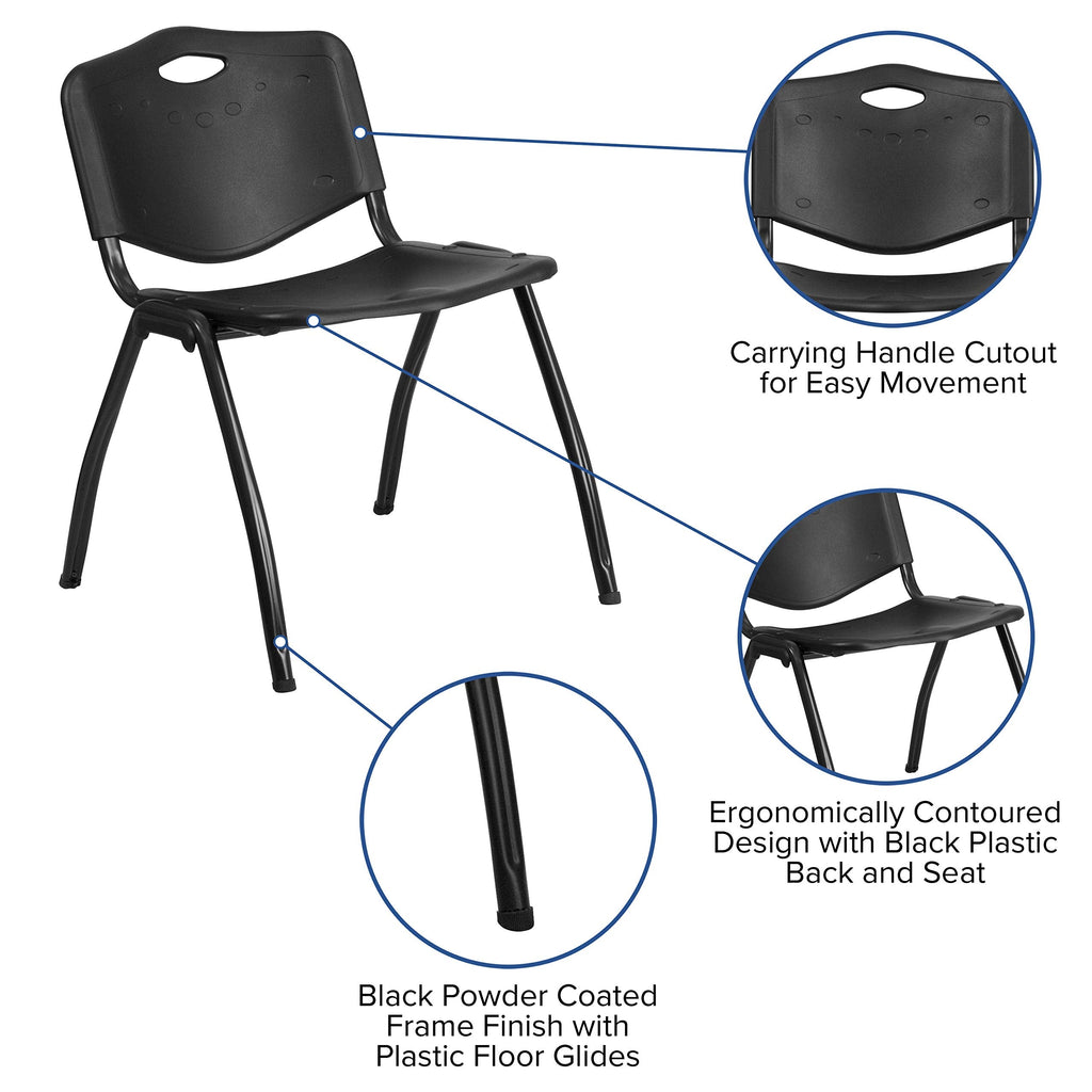 880 lb. Capacity Black Plastic Stack Office Side Chair