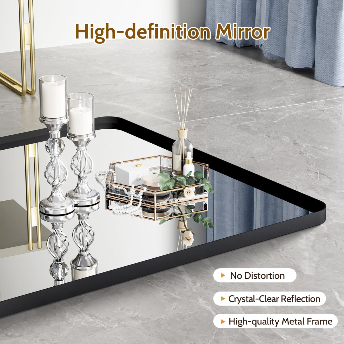 Bathroom Mirror 40X30 Inch Bathroom Vanity Mirror for Wall, Metal Frame Large Mirror, Tempered Glass, Modern Wall