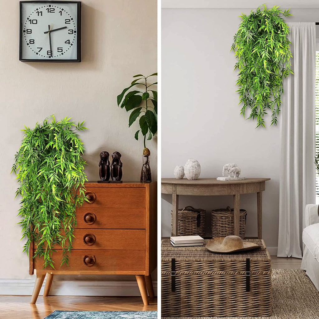 Hanging Fake Plants, 2 Pcs Faux Eucalyptus Leaf Greenery Vine Plant Faux Plants Fake Ivy Room Decor Home Garden