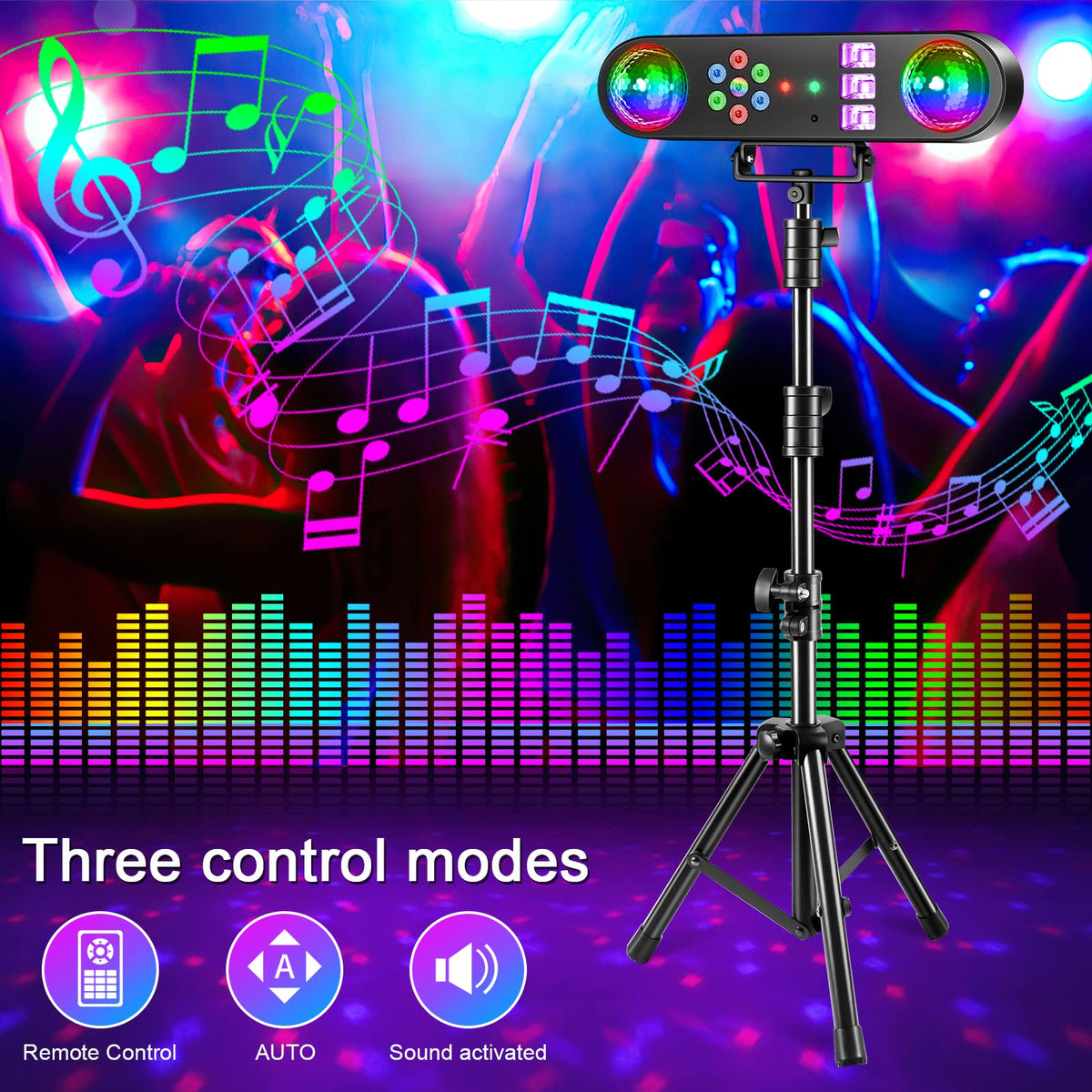 DJ Lights with Stand, 5 in 1 Dj Lights for Parties Disco Ball Stage Party Light Set with Sound Activated Control