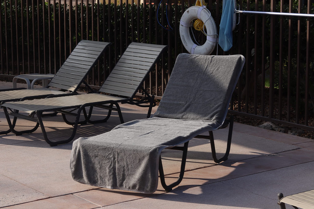 Chaise Lounge Cover, Fitted Terry Cloth with Envelope Top & Pocket, 90 x 29 Inch Outdoor Poolside Lounge Chair Cover