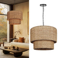 3-Light Boho Large Rattan Chandelier Light Fixture