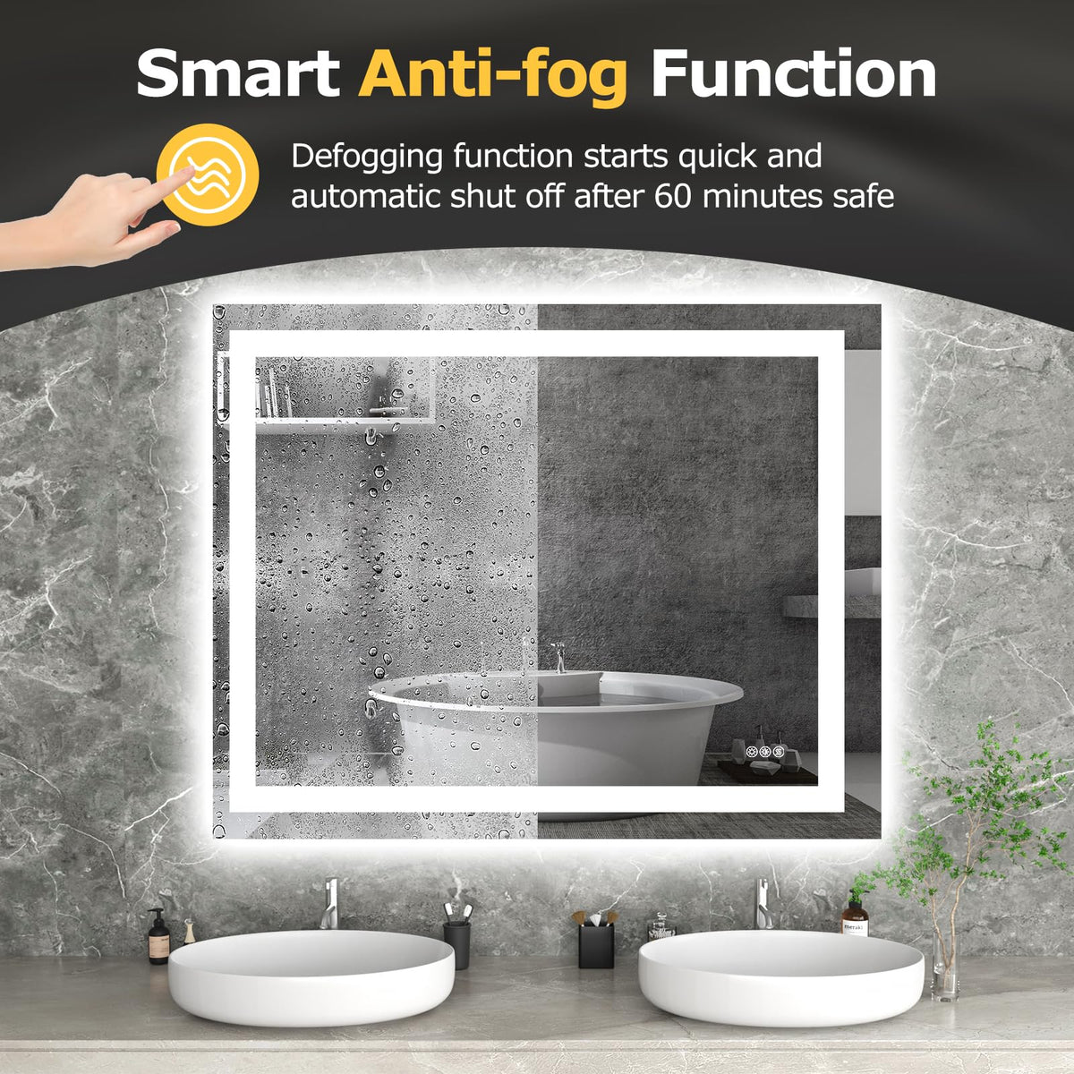 40"X32" LED Bathroom Mirror with Lights, UL Listed