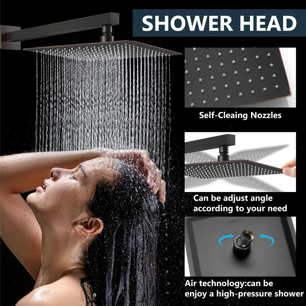 Shower Faucet Set with Handheld Oil Rubbed Bronze 16 Inch Head