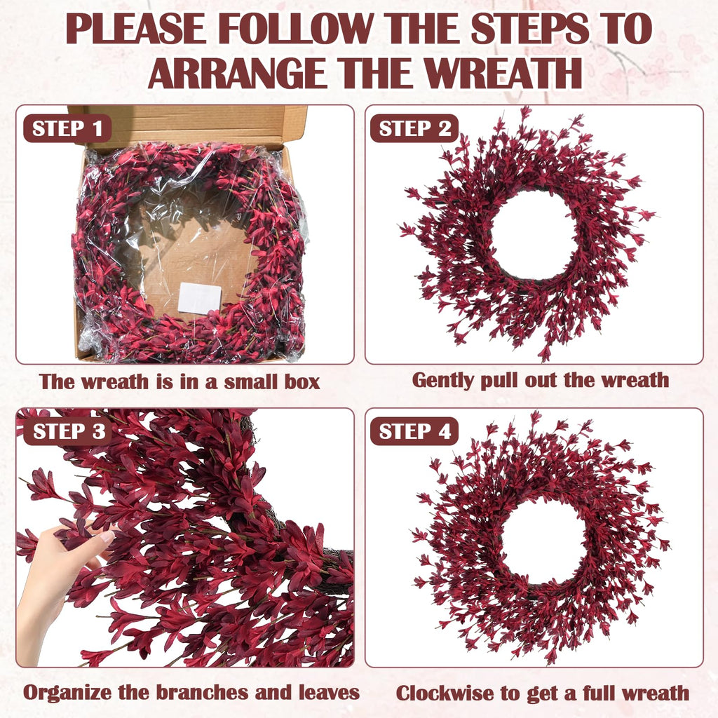 26" Fall Wreaths for Front Door Outside Large Autumn Wreath Burgundy