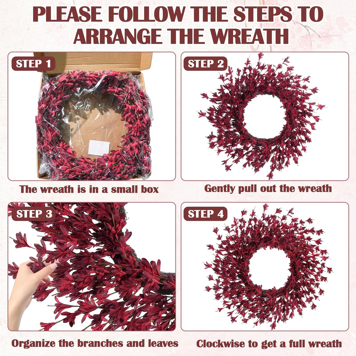 26" Fall Wreaths for Front Door Outside Large Autumn Wreath Burgundy