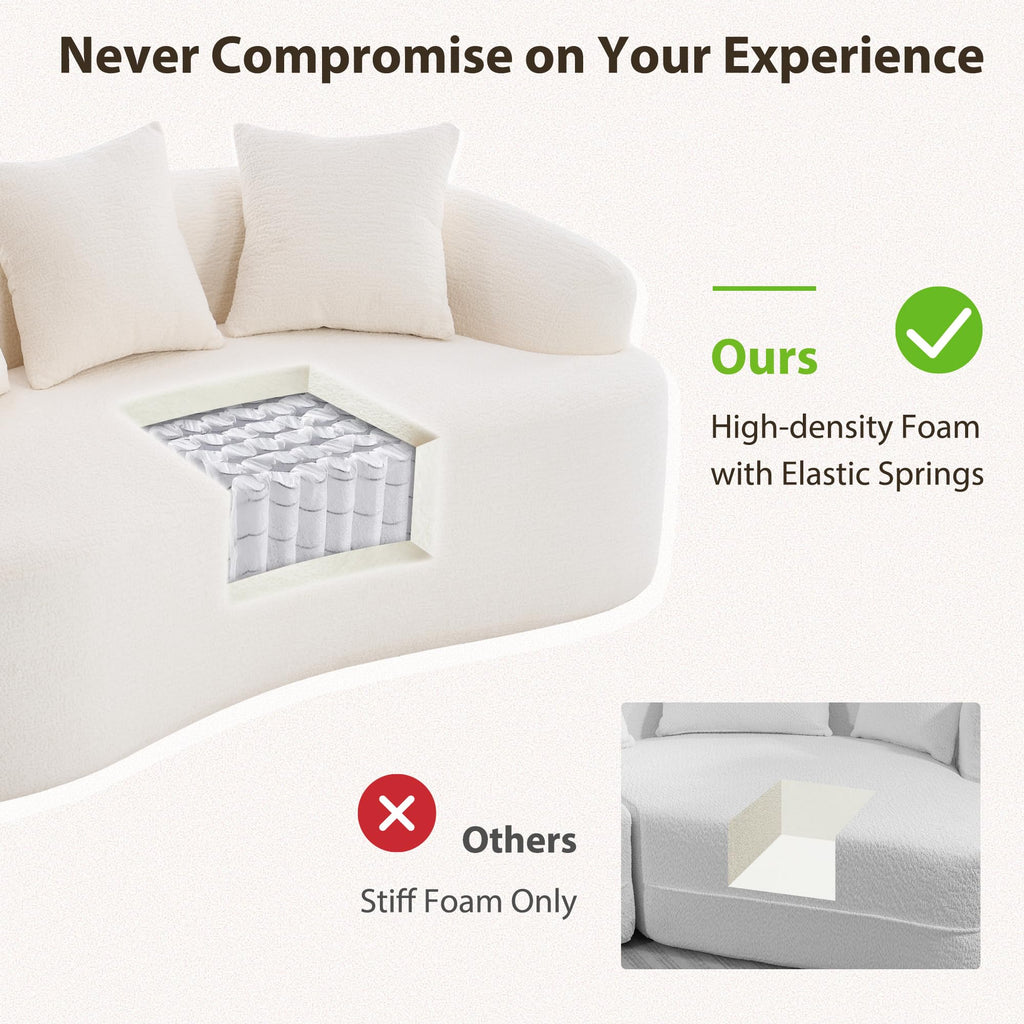 65" Curved Loveseat Couch with Soft Pillows and Deep Seats-White