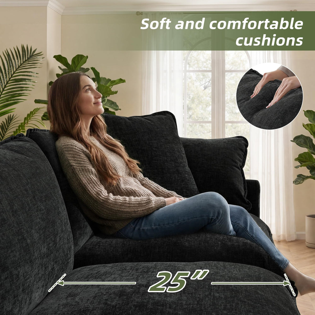 Modular Sectional Sofa Bed with Storage Ottomans, 103" Cloud Couch, 6-Seater Comfy Modern Couches with Pillows &