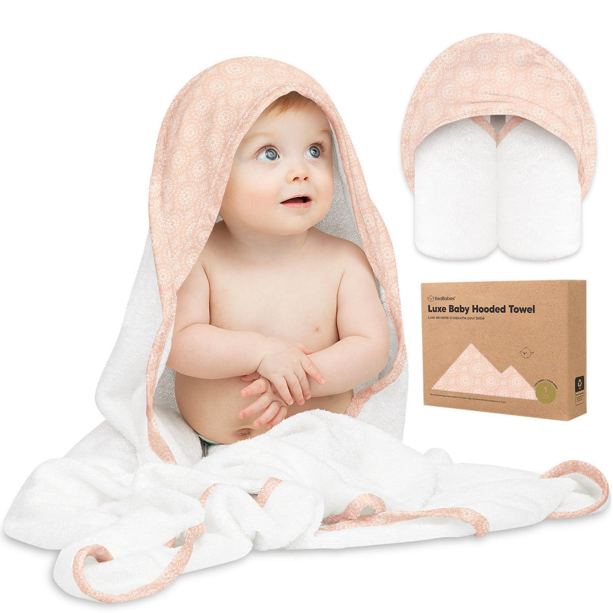 Hooded Baby Towel for Newborn, Baby Bath Towels (Crystal, 35x35)